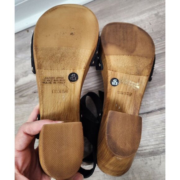 Charles David Women's Sz. 42/10.5 Black Leather Platform Open Toe Sandals - Picture 7 of 8